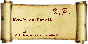 Krnács Patrik névjegykártya