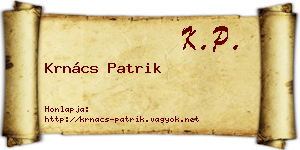 Krnács Patrik névjegykártya
